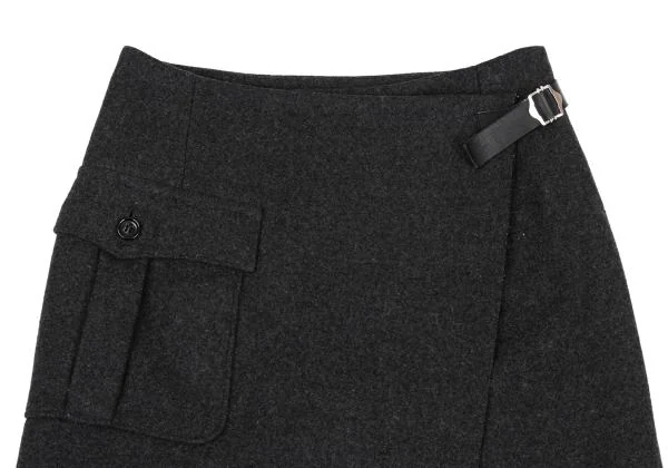 トリココムデギャルソンtricot COMME des GARCONS ウール混紡ポケットデザインラップスカート グレーM K-159959_003