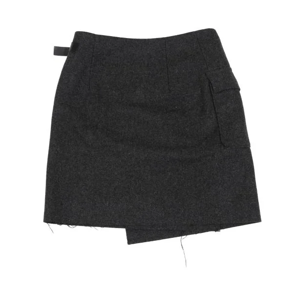 トリココムデギャルソンtricot COMME des GARCONS ウール混紡ポケットデザインラップスカート グレーM K-159959_009