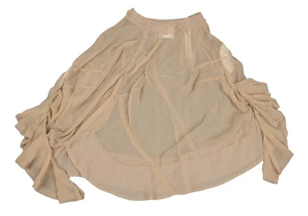 コムデギャルソンCOMME des GARCONS サイドギャザーアシンメトリーシースルースカート ベージュS K-159975_002