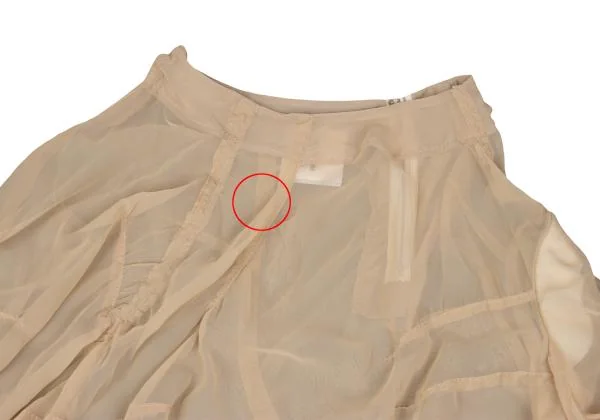 コムデギャルソンCOMME des GARCONS サイドギャザーアシンメトリーシースルースカート ベージュS K-159975_003