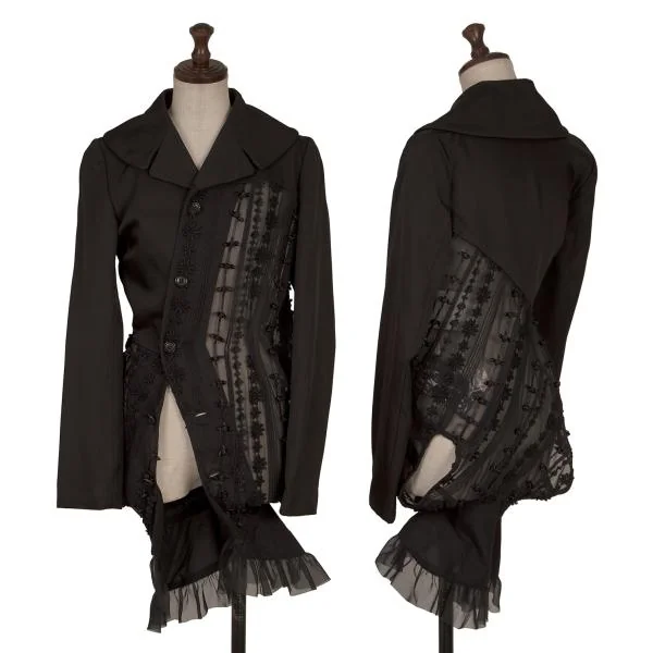 COMME des GARCONS Floral Ribbon Embellished See-through Jacket Black M K-159982_001