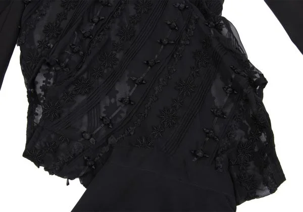 COMME des GARCONS Floral Ribbon Embellished See-through Jacket K-159982_013