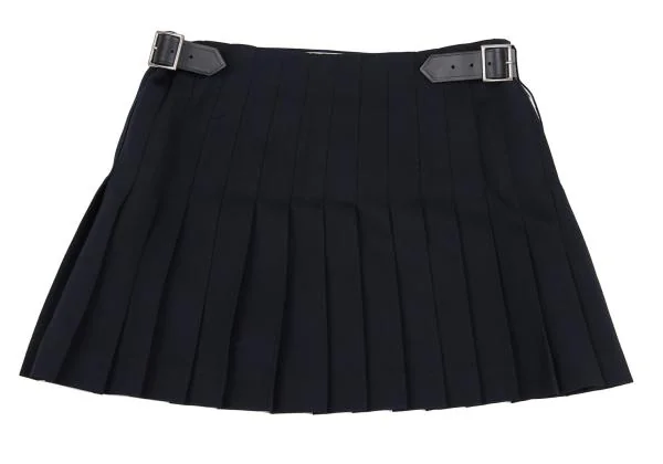 コムデギャルソンCOMME des GARCONS ポリベルテッドプリーツラップスカート 紺M K-159988_005