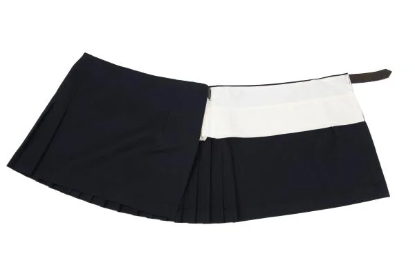 コムデギャルソンCOMME des GARCONS ポリベルテッドプリーツラップスカート 紺M K-159988_007