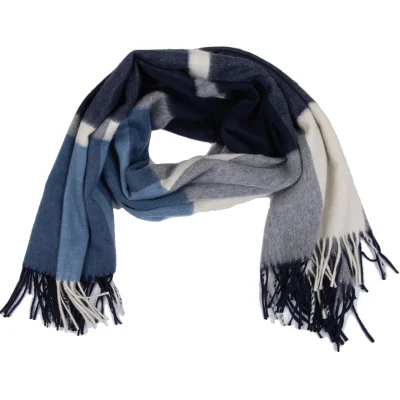 Yves Saint Laurent Wool Check Fringe Stole