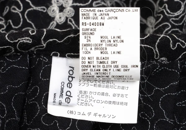 robe de chambre COMME des GARCONS Floral Embroidery Wool Flare Skirt K-160059_012