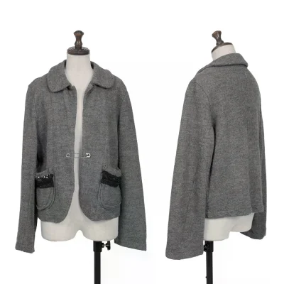 tricot COMME des GARCONS Braid Trim Pocket Wool Knit Jacket