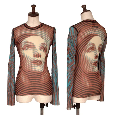 Jean Paul GAULTIER FEMME Psychedelic Face Printed Mesh T-shirt