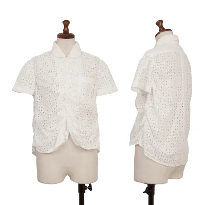 tricot COMME des GARCONS Floral Cutwork Short Sleeve Blouse