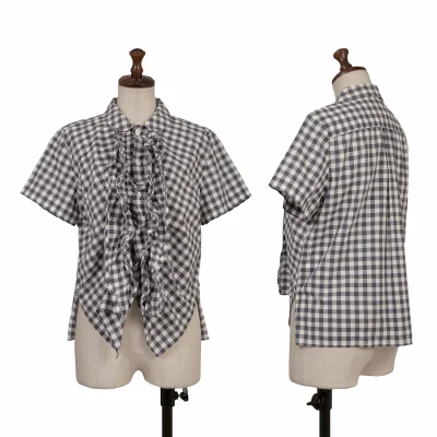 tricot COMME des GARCONS Frill Checked Short Sleeve Shirt Blouse