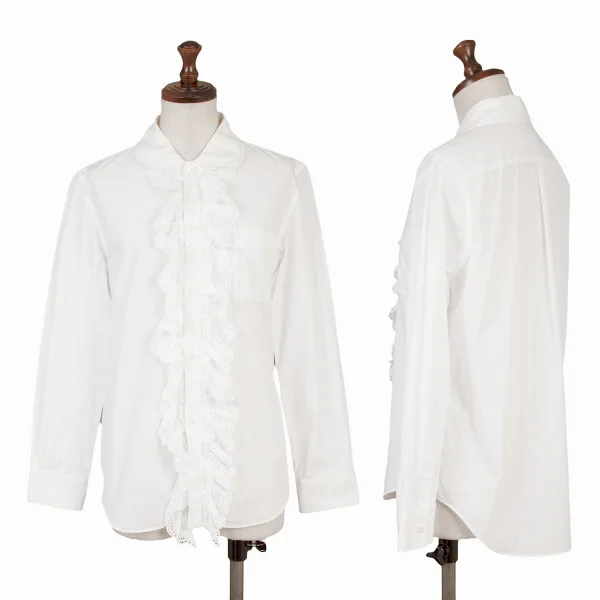 tricot COMME des GARCONS Lace Frill Patch Round Collar Shirt White S K-160106_001