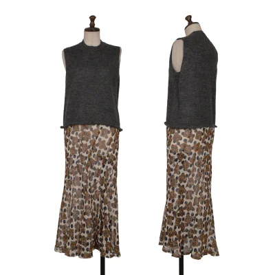 tricot COMME des GARCONS Floral Dot Switching Sleeveless Knit Dress