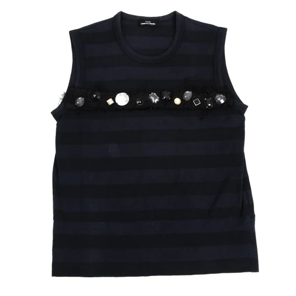 tricot COMME des GARCONS Bijou Embellished Stripe Tank Top K-160133_002