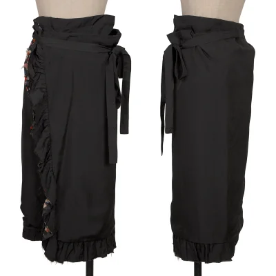 tricot COMME des GARCONS Floral Lining Ruffle Trim Wrap Skirt