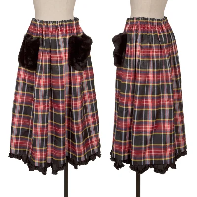 tricot COMME des GARCONS Fur Pocket Check Printed Rose Jacquard Skirt