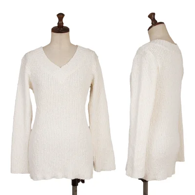 agnes b. Cotton Blend V-neck Knit Sweater
