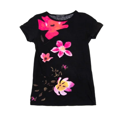 Y's Smudge Floral Printed Short Sleeve T-shirt