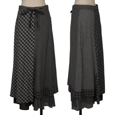 Yohji Yamamoto NOIR Switching Check Design Dropped Crotch Pants