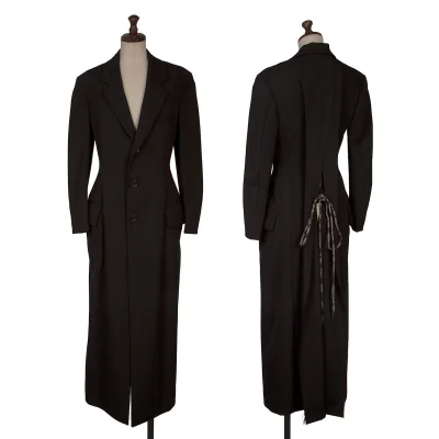Yohji Yamamoto FEMME Wool Gaba Back Lace-up Long Doctor Jacket