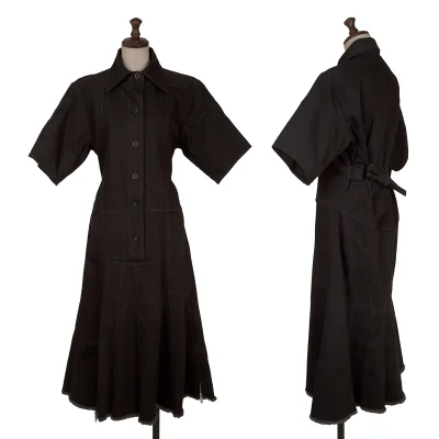 CELINE Hem Cut Off Zip Design Denim Dress