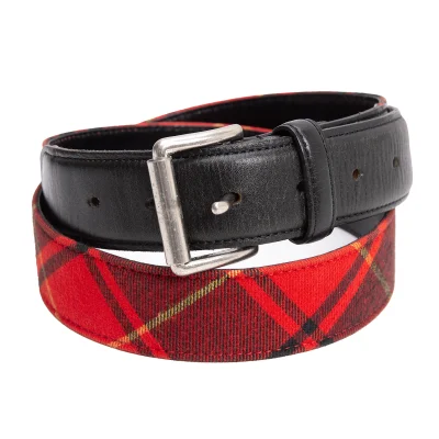 COMME des GARCONS HOMME Leather Switching Check Belt