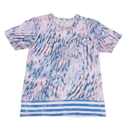 COMME des GARCONS Stripe Hem Switching Graphic Print T-shirt