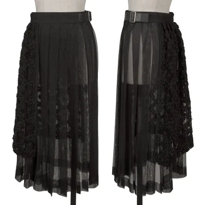 noir kei ninomiya Floral Embroidery Mesh Wrap Skirt