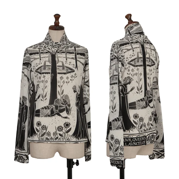 美品Yohji Yamamoto femme穴あき変形ロゴカットソー ヨウジヤマモト ファムYohji Yamamoto FEMME モノクロ