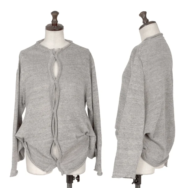 Yohji Yamamoto FEMME Linen Hem Deformation Knit Cardigan Grey 3 K-160244_001