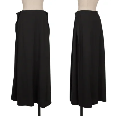 Yohji Yamamoto FEMME Wool Gabardine Side Tuck Design Skirt