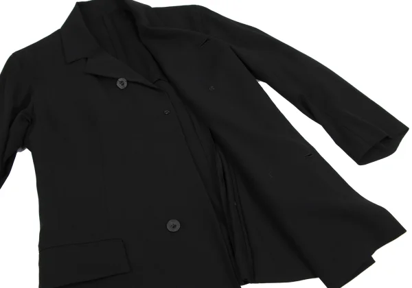 ヨウジヤマモト　ジャケット　黒 ヨウジヤマモト ファムYohji Yamamoto FEMME ウールギャバ7分袖