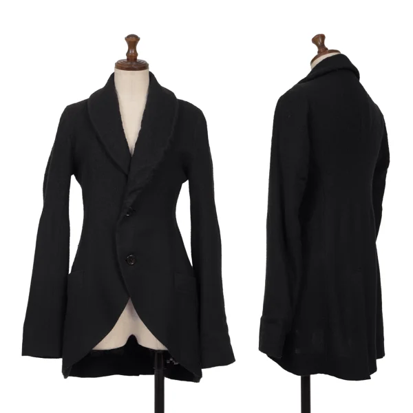 Yohji Yamamoto FEMME Wool Fulling Shawl Collar Jacket Navy 1 K-160263_001