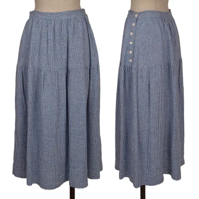 Mademoiselle NON NON Linen Checked Gather Switching Skirt