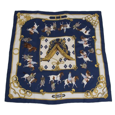 HERMES Care 90 Equitation Japonaise Silk Scarf