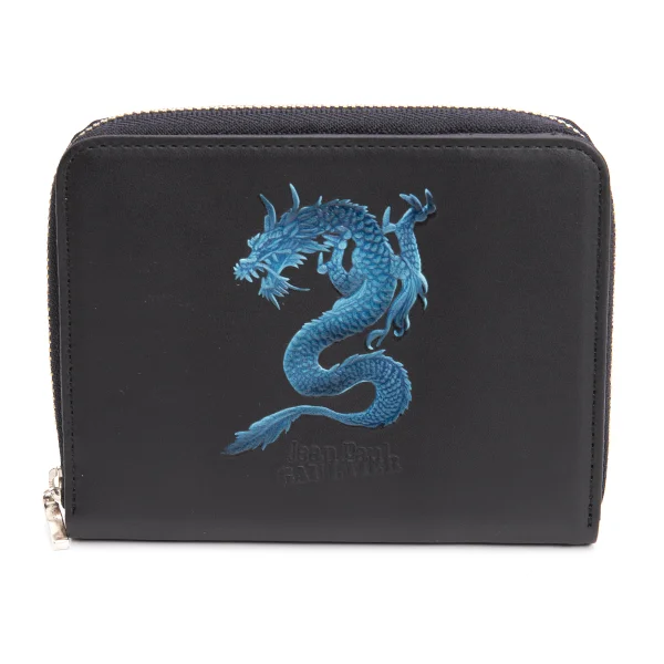 Jean Paul GAULTIER Dragon Emboss Folded Wallet Black  K-160331_001