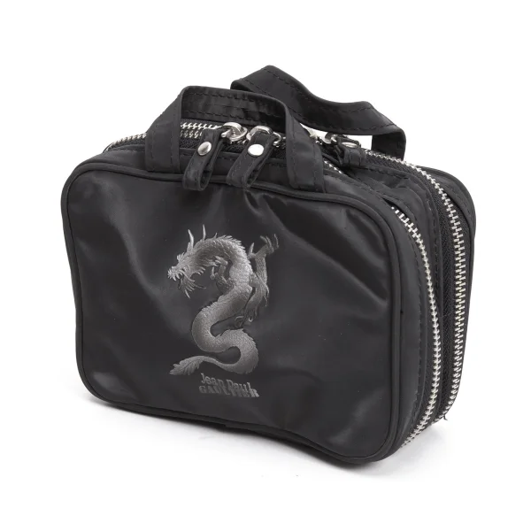 Jean Paul GAULTIER Dragon Embossing Pouch Black  K-160334_001