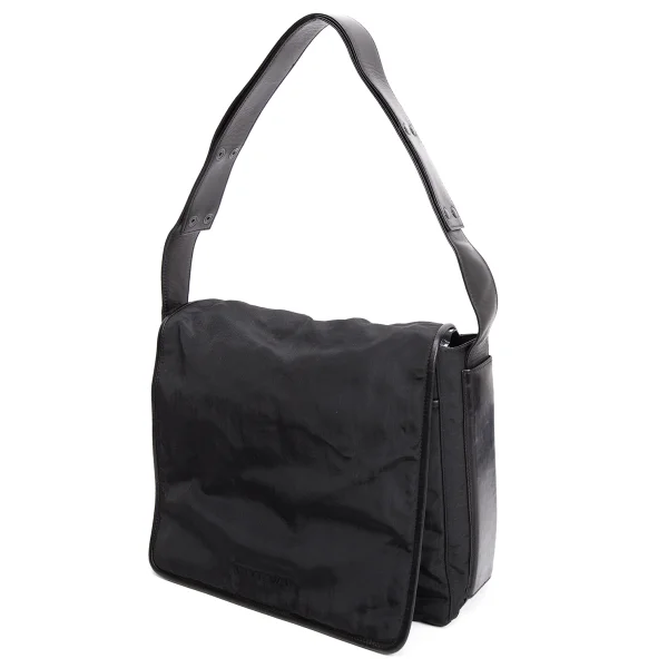 LOEWE Leather Shoulder Nylon Messenger Bag Black  K-160336_001