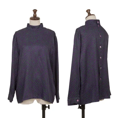 CELINE Silk Printed Stand Collar Shirt
