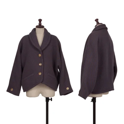 CELINE Wool Bias Stripe Shawl Collar Jacket