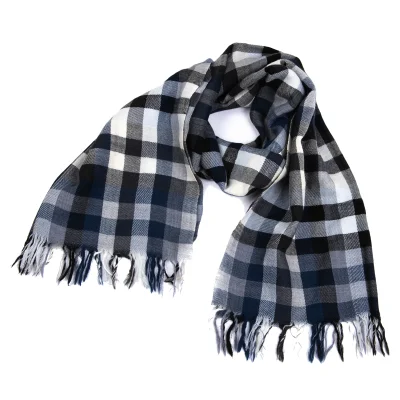 MARGARET HOWELL Wool Check Fringe Stole