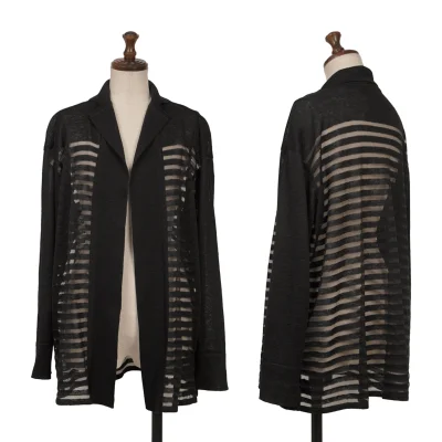 ISSEY MIYAKE PERMANENTE See-through Striped Buttonless Jacket