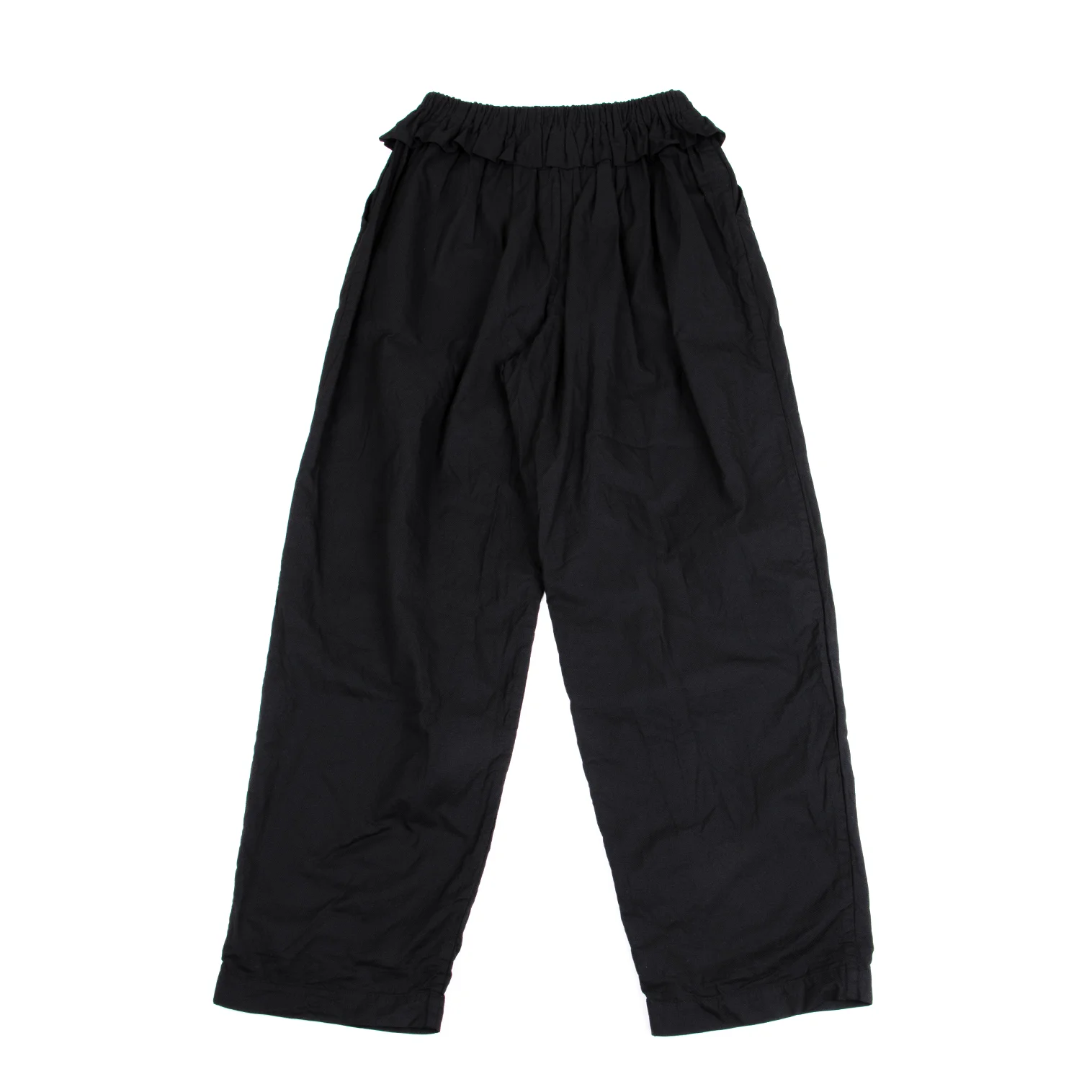 ISSEY MIYAKE ガウチョパンツ 黒 スリット入り ポケット付き イッセイミヤケISSEY MIYAKE リネン混紡ストライプ織りワイド