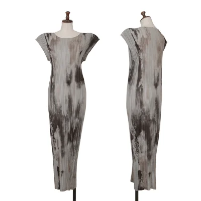ISSEY MIYAKE Pleats Gradation Printed Dress