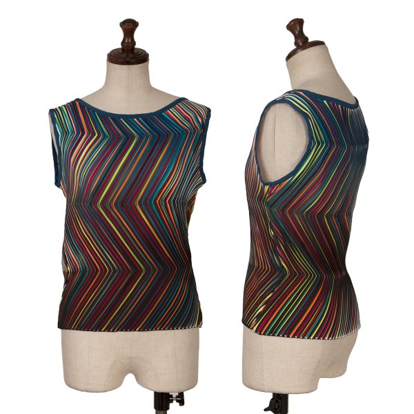 ISSEY MIYAKE Colorful Zigzag Pleated Tank Top Size 2(K-160416) | eBay
