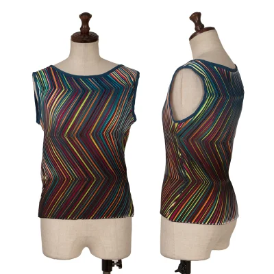 ISSEY MIYAKE Colorful Zigzag Pleated Tank Top
