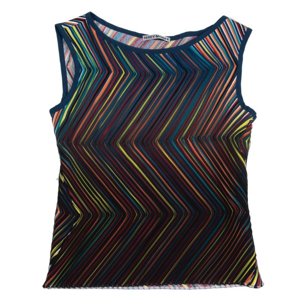 ISSEY MIYAKE Colorful Zigzag Pleated Tank Top Size 2(K-160416) | eBay
