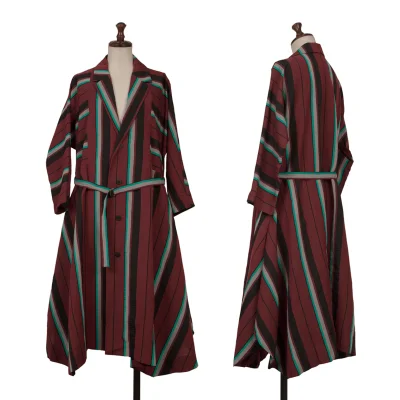 ISSEY MIYAKE Linen Blend Striped Woven Coat