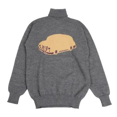 Unbranded Car Jacquard Turtleneck Knit Sweater