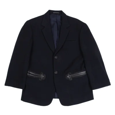Yohji Yamamoto POUR HOMME Leather Pocket Wool Jacket