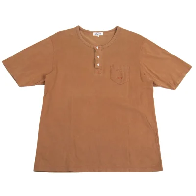Papas+ Dyed Pocket Henley Neck T Shirt